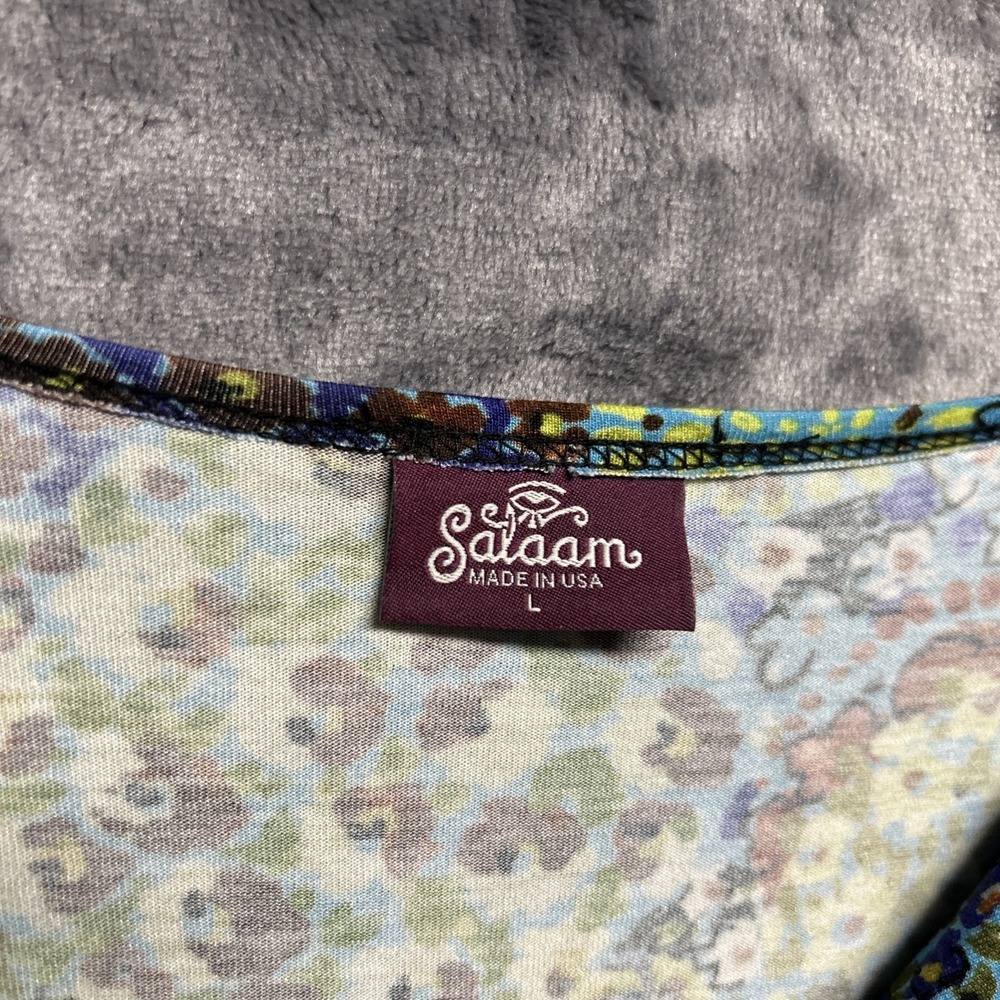 Salaam‎ Women's Large Floral Dress Pockets Stretch Colorful 3/4 Sleeve V Neck - Picture 11 of 14